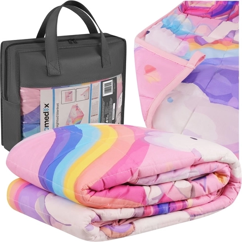 Manta con peso infantil Isomedix 3 kg 100 × 150 cm rosa con unicornios