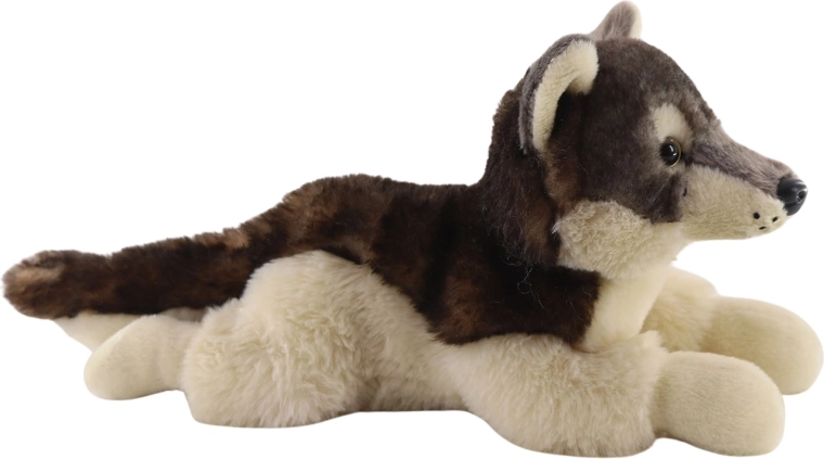 Lobo de peluche tumbado 27 cm