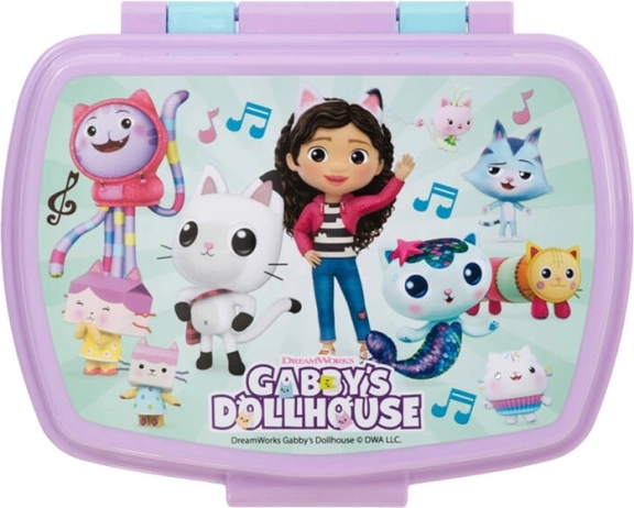 Caja de merienda infantil Gabby's Dollhouse 750 ml rosa‑azul