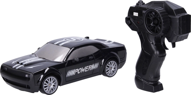 Coche RC de drift negro con control remoto