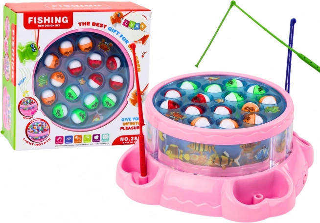 Juego infantil rosa de pesca de pececitos con luces y sonidos
