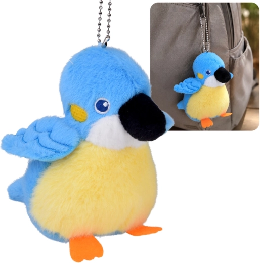 Pajarito de peluche Felek azul con pito y cadena 13 cm - 1 pieza