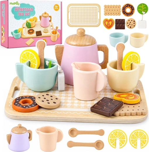 Juego de té de madera