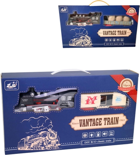 Set histórico de tren de carga con vías a pilas con luz y sonido - 1 set