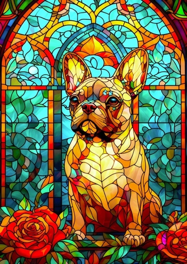 Puzzle ENJOY de vidriera con bulldog francés 1000 piezas