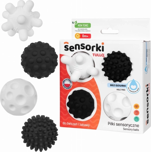 Pelotas sensoriales en blanco y negro, set de 4 uds