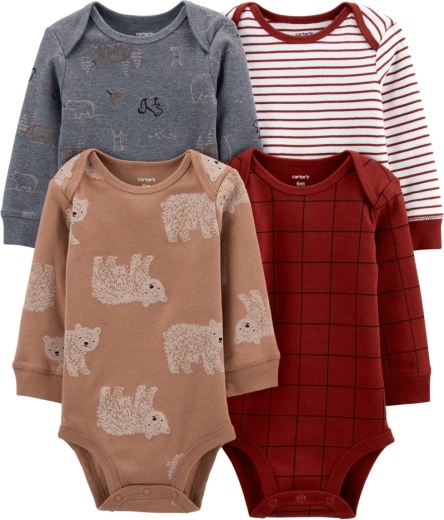 Body Carter’s de manga larga para niño, motivo osito, 4 uds (talla 56)