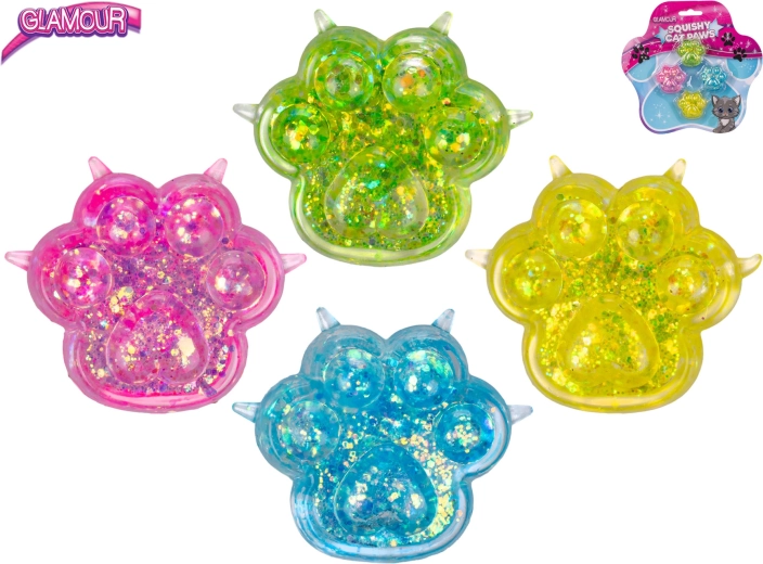 Glamour mini gomas elásticas para el pelo con motivo de huella de gato Sugar (4 uds.)