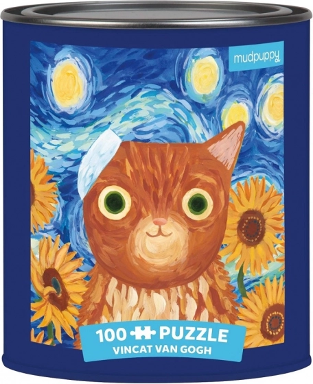 Puzzle Vincent van Gogh gatos artísticos 100 piezas en lata