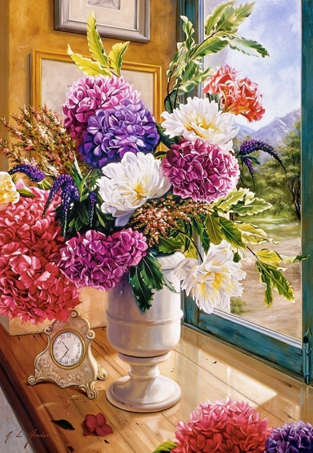 Puzzle de 1000 piezas – bodegón con hortensias CASTORLAND