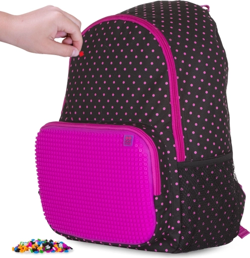 Mochila de ocio Pixie crew negra con lunares fucsia