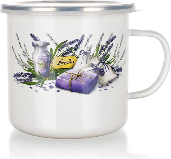 Taza esmaltada con tapa Lavender 0,7 l