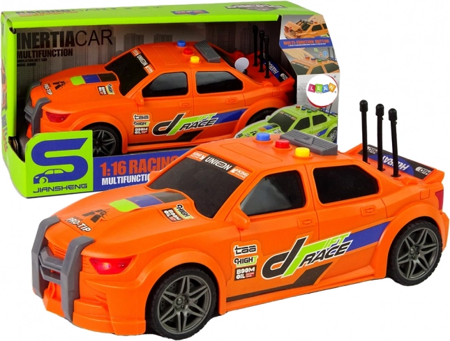 Coche de carreras deportivo 1:16 con sonido y luz – naranja