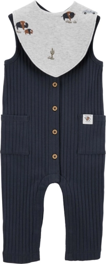 Set Carter's de mono sin mangas y babero Navy Buffalo para niños
