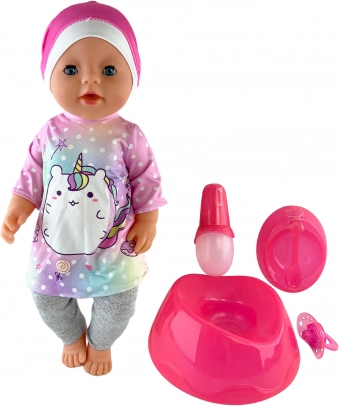 Bebé que hace pipí con accesorios 45 cm