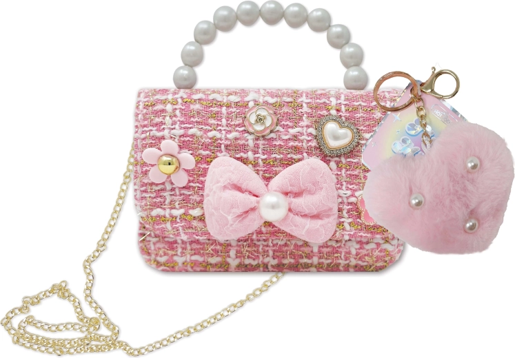 Mini bolso con colgante de corazón y perlas