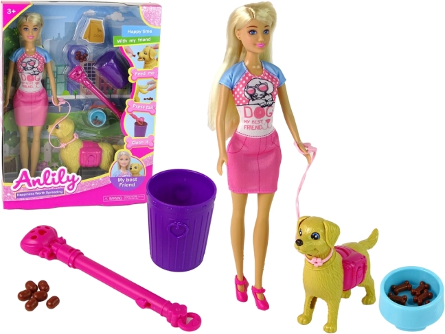 Muñeca con perrito y alimentación ANLILY