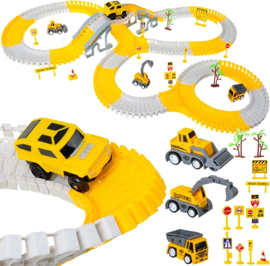 Iso Trade pista de coches de carreras obra de construcción con cochecitos 255 piezas 3+