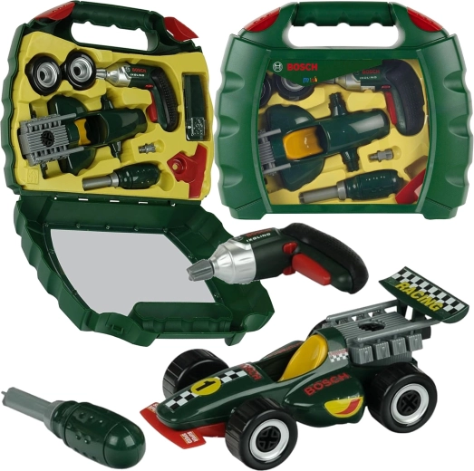 Juego de construcción de coche de carreras con atornillador a batería BOSCH en maletín para niños KLEIN