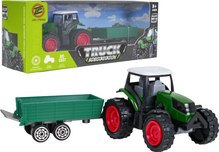 Tractor verde con remolque