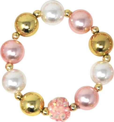 Pulsera infantil rosa‑dorado de perlas artificiales Pink Poppy