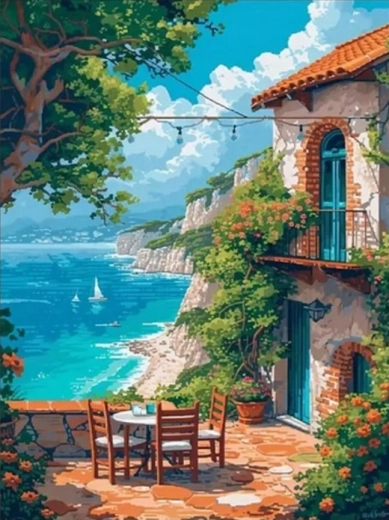 Pintura de diamantes – vista de los acantilados 30 × 40 cm
