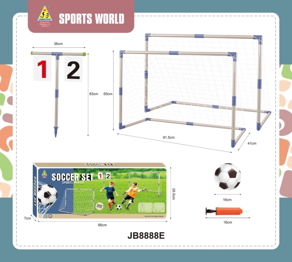 Porterías de fútbol infantiles con marcador y accesorios - 2 uds.