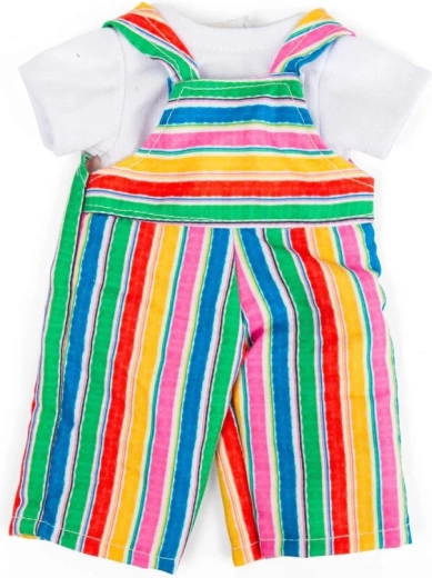 Bigjigs Toys pantalones a rayas con peto y camiseta blanca para muñeca de 28 cm