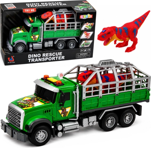 Transportador dino infantil: camión con jaula, sonidos y luces 36 cm - 1 unidad