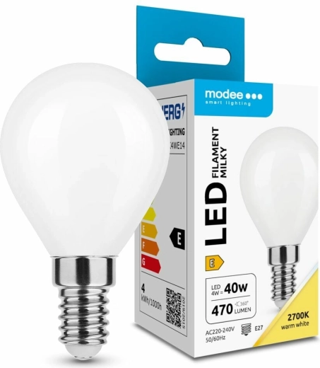 Bombilla LED Modee Filament Milky Globe Mini G45 4 W E14 blanco cálido
