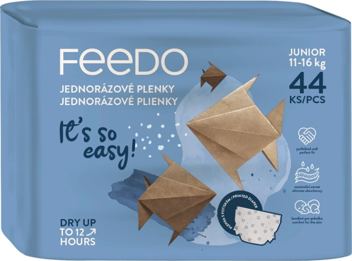 Feedo pañales Junior 5 (11–16 kg) – pañales desechables para bebé, 44 uds