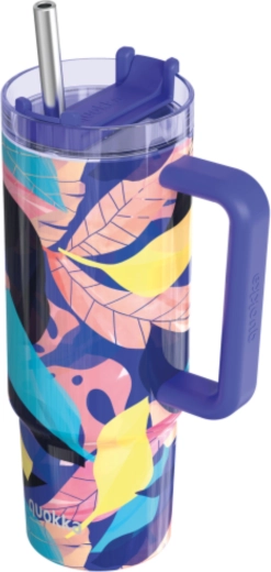 Taza térmica de acero inoxidable Quokka Vibe Midnight Forest con pajita 880 ml