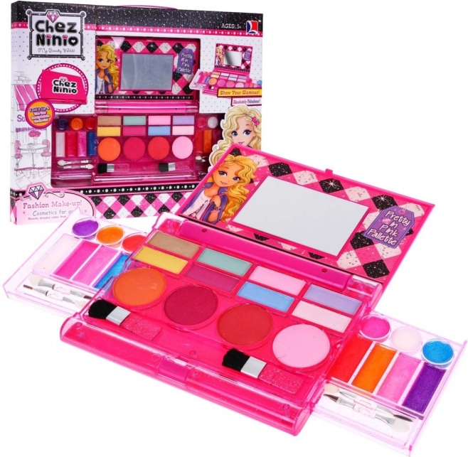 Paleta rosa de maquillaje para niños 5+ con accesorios