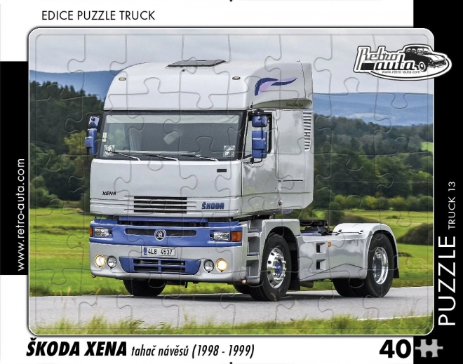 Puzle RETRO-AUTA ŠKODA Xena – tractora de semirremolque, 40 piezas