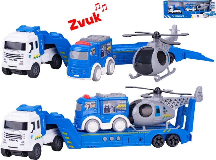 Camión con volante de inercia y sonidos, 30 cm – set policial