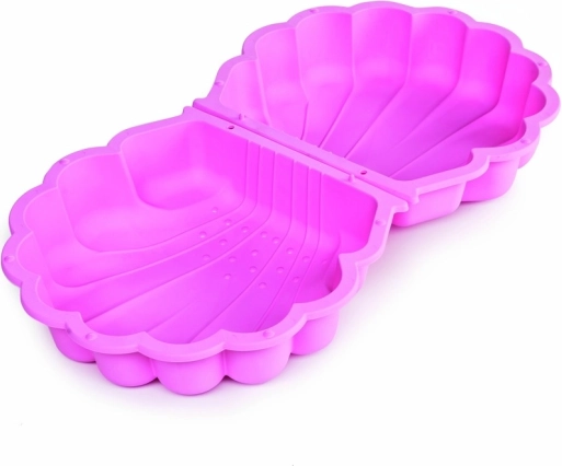 Arenero rosa con forma de concha con tapa