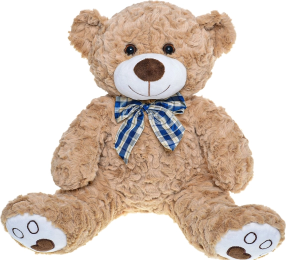 Osito de peluche marrón claro sentado con lazo 30 cm