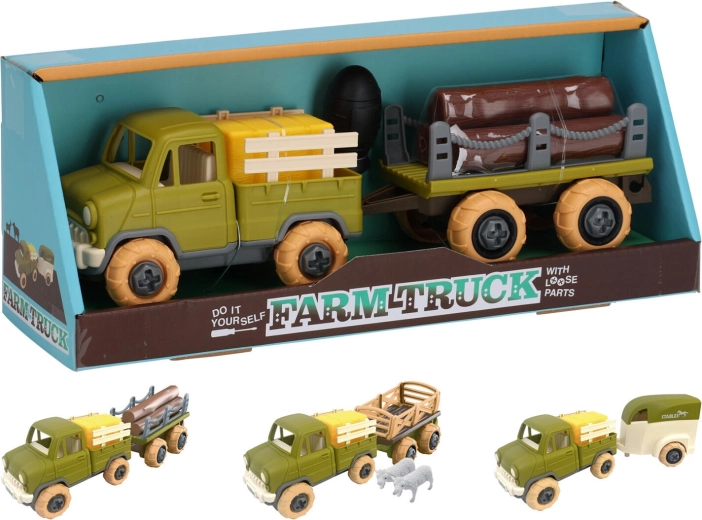 Coche de granjero con remolque 26 cm, plástico, surtido de modelos