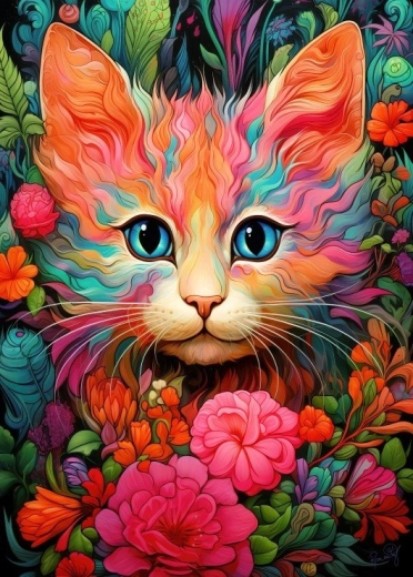 Puzle de gatito y flor (300 piezas)
