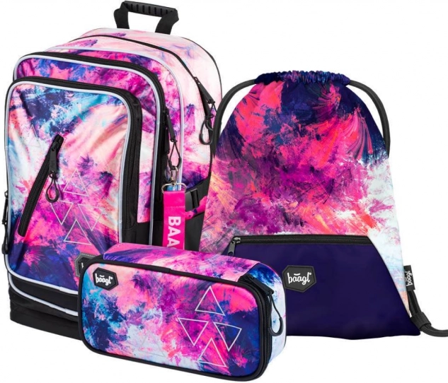 Set escolar BAAGL Abstract – mochila, estuche y bolsa