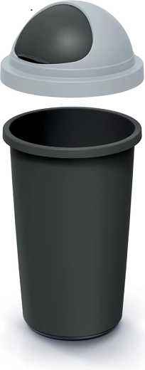 Papelera 50 l con tapa, reciclada negra y gris claro