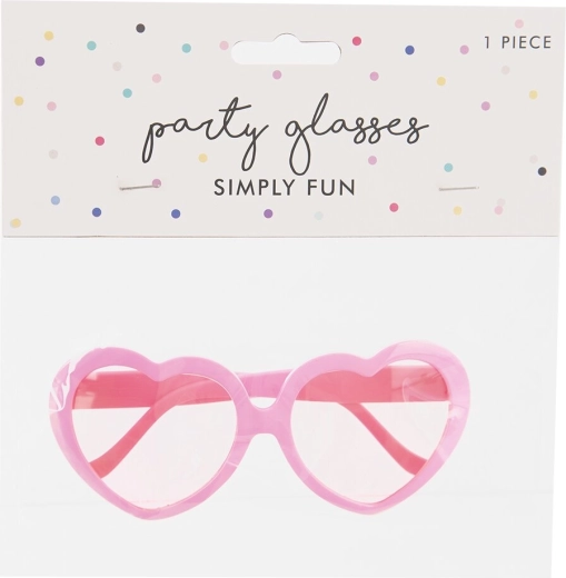 Gafas de fiesta rosas con forma de corazón 14 × 6 cm