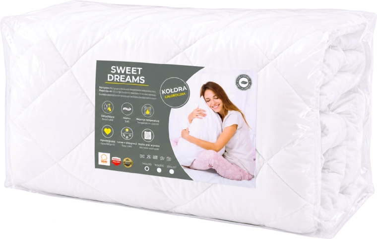 Edredón infantil para todo el año con almohada Sweet Dreams blanco - 2 uds.