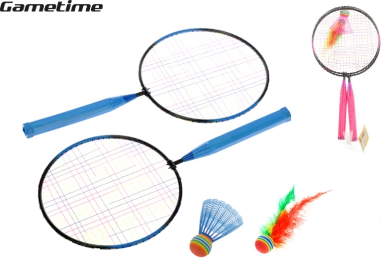 Set de bádminton GAMETIME – 2 raquetas y 2 volantes en bolsa de red