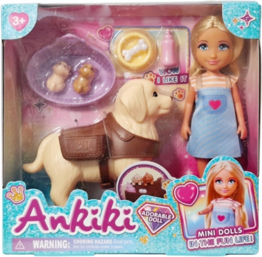 Muñeca con perrito y accesorios