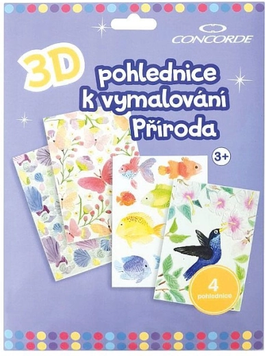 Postal 3D para colorear Naturaleza