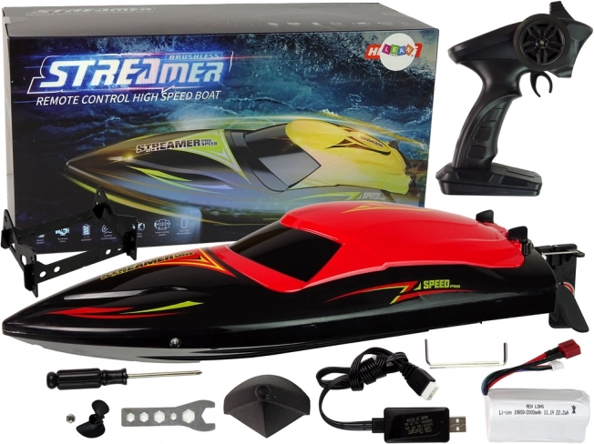 Lancha RC de alta velocidad 2,4 GHz roja 35 km/h