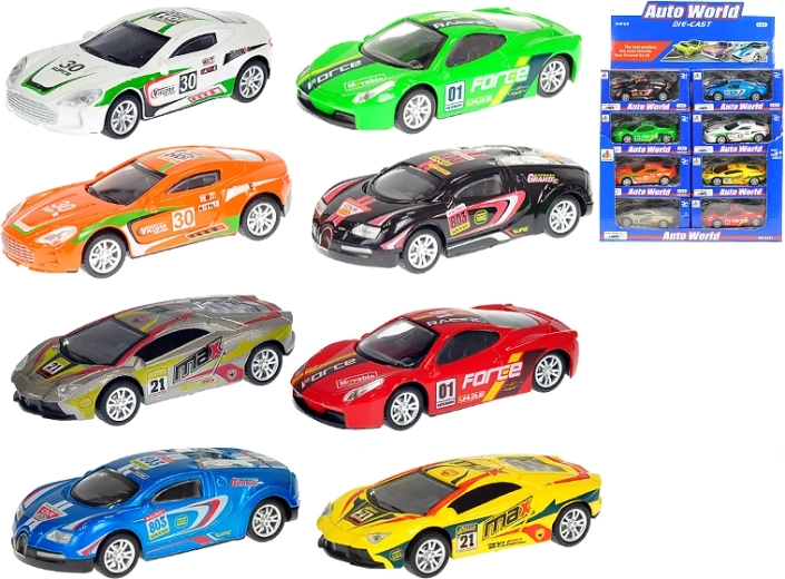 Coche de carreras metálico a escala 1:43 con mecanismo de retroceso, 10 cm