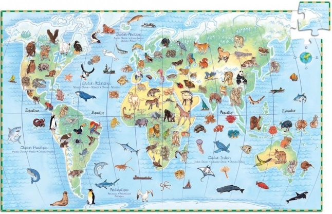 Puzzle de observación DJECO: animales de todo el mundo 100 piezas
