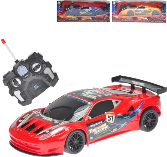 Coche deportivo RC por control remoto 27 MHz con luz 23 cm - 1 pieza